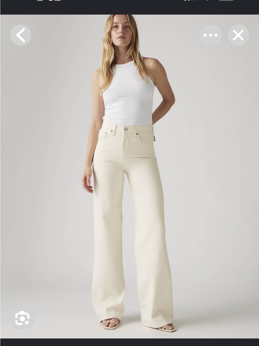 Levi's High-Rise Ribcage  Wide Leg Jeans - Cream